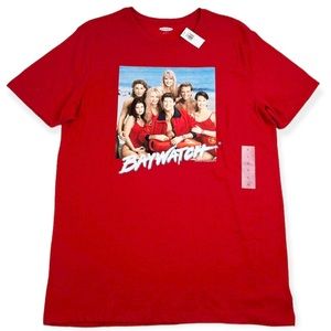 Old Navy Red Baywatch Cast Retro Graphic T-Shirt, Size Large - New With Tags